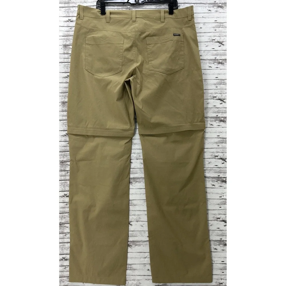 Lot of 2 Eddie Bauer Mens Convertible Tech Pants Khaki Size 38X34 Hiking Outdoor